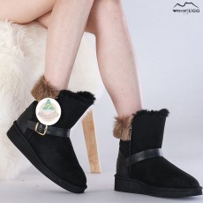 UGG1910 호주 양모 스노우 부츠 캥거루 가죽 배색 통굽 숏부츠